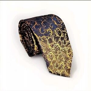 Gian Marco Veniuri Men's Silk Tie Gold Black